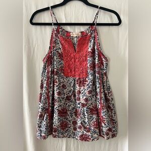 Floral Camisole Top w Crochet Detail